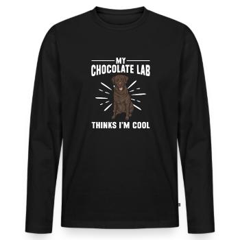 Chien Labrador Retriever brun chocolat - T-shirt manches longues Premium bio Homme - noir - Devant - Nico (187cm)