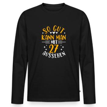 27. Geburtstag Frau Mann, 27 Jahre alt Geburtstag - Männer Premium Bio Langarmshirt - Schwarz - Vorne - Nico (187cm)