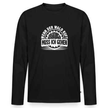 Lumberjack, forester with chainsaw, tree felling - Men's Premium Organic Long Sleeve Shirt - black - Front - Nico (187cm)