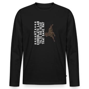 Chien Labrador Retriever Brun Chocolat - T-shirt manches longues Premium bio Homme - noir - Devant - Nico (187cm)