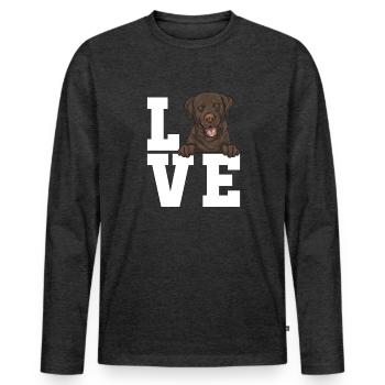 Schoko Brauner Labrador Retriever Hund - Männer Premium Bio Langarmshirt - Anthrazit meliert - Vorne - Nico (187cm)