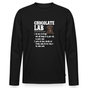 Chien Labrador Retriever brun chocolat - T-shirt manches longues Premium bio Homme - noir - Devant - Nico (187cm)