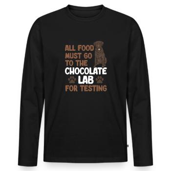 Chien Labrador Retriever brun chocolat - T-shirt manches longues Premium bio Homme - noir - Devant - Nico (187cm)