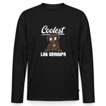 Chien Labrador Retriever brun chocolat - T-shirt manches longues Premium bio Homme - noir - Devant - Nico (187cm)