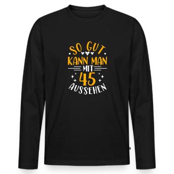 45. Geburtstag Frau Mann, 45 Jahre alt Geburtstag - Männer Premium Bio Langarmshirt - Schwarz - Vorne - Nico (187cm)