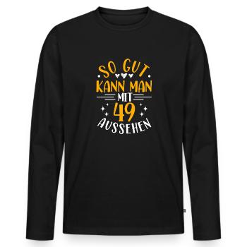 49. Geburtstag Frau Mann, 49 Jahre alt Geburtstag - Männer Premium Bio Langarmshirt - Schwarz - Vorne - Nico (187cm)