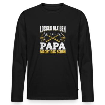 Restez détendu, papa le fait - Fête des pères - T-shirt manches longues Premium bio Homme - noir - Devant - Nico (187cm)