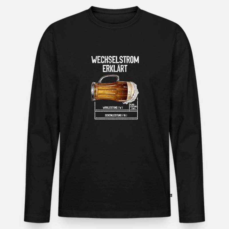 Wechselstrom erklärt Bier Elektriker Technik - Männer Premium Bio Langarmshirt - Schwarz
