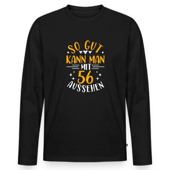56th Birthday Woman Man, 56 Years Old Birthday - Men's Premium Organic Long Sleeve Shirt - black - Front - Nico (187cm)