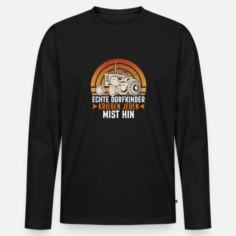 Geschenk Bauernspruch Dorfkind Statement - Männer Premium Bio Langarmshirt - Schwarz