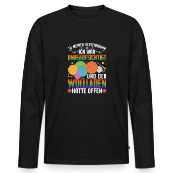 Stricken Nähen Handarbeit Häkeln Nähmotiv Spruch - Männer Premium Bio Langarmshirt - Schwarz - Vorne - Nico (187cm)