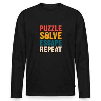 Puzzle Résoudre Évasion Répéter le défi d’évasion - T-shirt manches longues Premium bio Homme - noir - Devant - Nico (187cm)