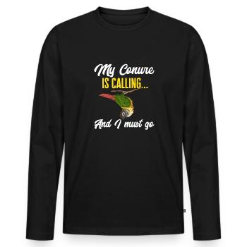 Molinasittich Papagei Vogel Sittich - Männer Premium Bio Langarmshirt - Schwarz - Vorne - Nico (187cm)