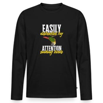 Molina Parakeet Parrot Bird Parakeet - Men's Premium Organic Long Sleeve Shirt - black - Front - Nico (187cm)