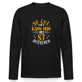 83. Geburtstag Frau Mann, 83 Jahre alt Geburtstag - Männer Premium Bio Langarmshirt - Schwarz - Vorne - Nico (187cm)