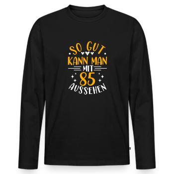 85. Geburtstag Frau Mann, 85 Jahre alt Geburtstag - Männer Premium Bio Langarmshirt - Schwarz - Vorne - Nico (187cm)