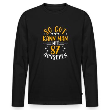 87. Geburtstag Frau Mann, 87 Jahre alt Geburtstag - Männer Premium Bio Langarmshirt - Schwarz - Vorne - Nico (187cm)