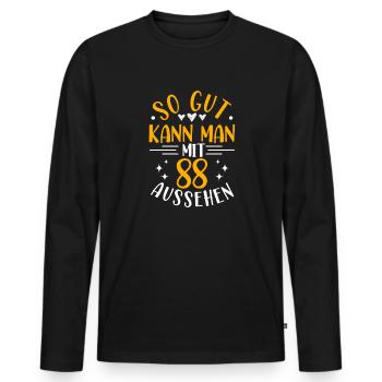 88. Geburtstag Frau Mann, 88 Jahre alt Geburtstag - Männer Premium Bio Langarmshirt - Schwarz - Vorne - Nico (187cm)