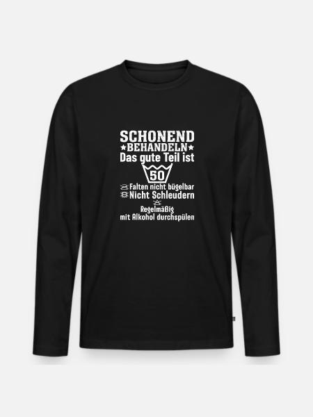Care instructions 50 years - Men's Premium Organic Long Sleeve Shirt - black
