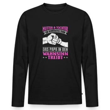 Mutter & Tochter Zusammen unschlagbar - Männer Premium Bio Langarmshirt - Schwarz - Vorne - Nico (187cm)