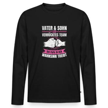 Mutter & Tochter Zusammen unschlagbar - Männer Premium Bio Langarmshirt - Schwarz - Vorne - Nico (187cm)