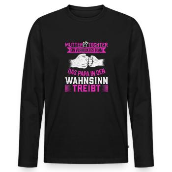 Mutter & Tochter Zusammen unschlagbar - Männer Premium Bio Langarmshirt - Schwarz - Vorne - Nico (187cm)