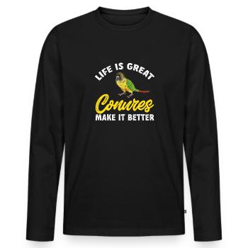 Molina Parakeet Parrot Bird Parakeet - Men's Premium Organic Long Sleeve Shirt - black - Front - Nico (187cm)