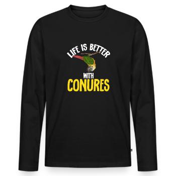 Molina Parakeet Parrot Bird Parakeet - Men's Premium Organic Long Sleeve Shirt - black - Front - Nico (187cm)