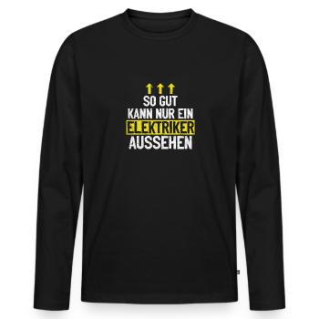 Électricien fier, professionnel et irrésistible - T-shirt manches longues Premium bio Homme - noir - Devant - Nico (187cm)