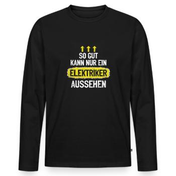 Électricien fier, professionnel et irrésistible - T-shirt manches longues Premium bio Homme - noir - Devant - Nico (187cm)