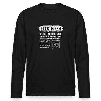 Électricien fier, professionnel et irrésistible - T-shirt manches longues Premium bio Homme - noir - Devant - Nico (187cm)