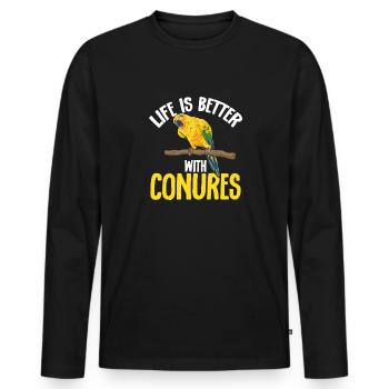 Parakeet, Parrot, Parakeet, Bird - Men's Premium Organic Long Sleeve Shirt - black - Front - Nico (187cm)