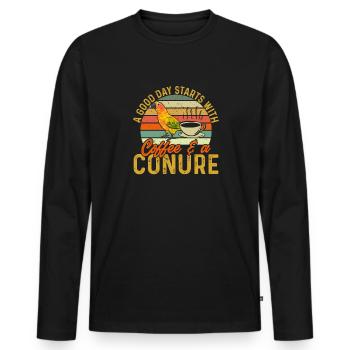 Parakeet, Parrot, Parakeet, Bird - Men's Premium Organic Long Sleeve Shirt - black - Front - Nico (187cm)