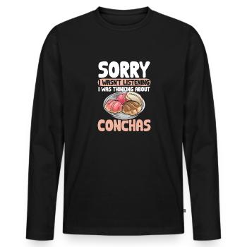 Concha Hispanic Mexican Pan Dulce - Men's Premium Organic Long Sleeve Shirt - black - Front - Nico (187cm)