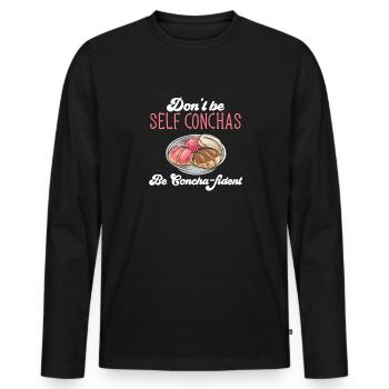 Concha Hispanic Mexican Pan Dulce - Men's Premium Organic Long Sleeve Shirt - black - Front - Nico (187cm)