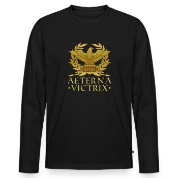 SPQR Aeterna Victrix Römisches Zeichen - Männer Premium Bio Langarmshirt - Schwarz - Vorne - Nico (187cm)