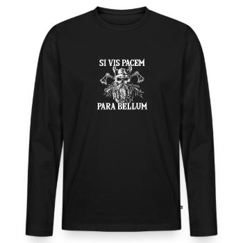 Si Vis Pacem Para Bellum, Lateinisch, Wikinger - Männer Premium Bio Langarmshirt - Schwarz - Vorne - Nico (187cm)