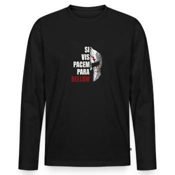 Si Vis Pacem Para Bellum, Lateinisch, Spartaner - Männer Premium Bio Langarmshirt - Schwarz - Vorne - Nico (187cm)