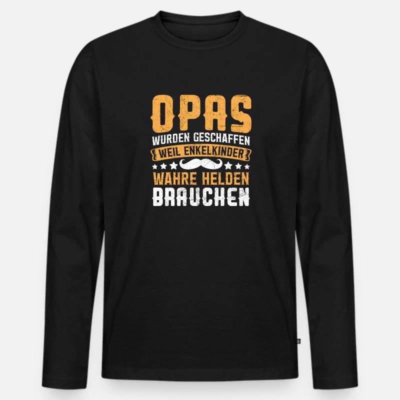 OPAS WURDEN GESCHAFFEN WEIL - Männer Premium Bio Langarmshirt - Schwarz