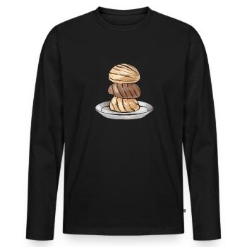Concha Hispanic Mexican Pan Dulce - Men's Premium Organic Long Sleeve Shirt - black - Front - Nico (187cm)