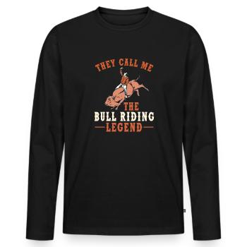 Bull Rider Rodeo Western Cowboy Bull Riding - Men's Premium Organic Long Sleeve Shirt - black - Front - Nico (187cm)