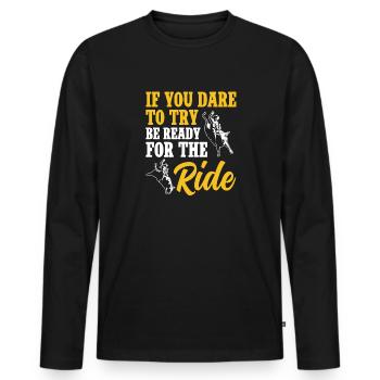 Bull Rider Rodeo Western Cowboy Bull Riding - Men's Premium Organic Long Sleeve Shirt - black - Front - Nico (187cm)