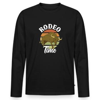 Bull Rider Rodeo Western Cowboy Bull Riding - Men's Premium Organic Long Sleeve Shirt - black - Front - Nico (187cm)