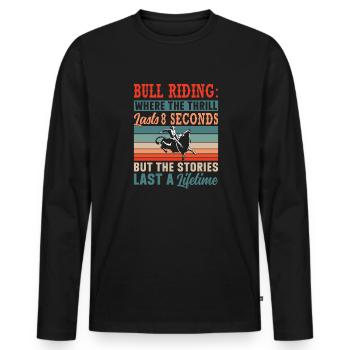 Bull Rider Rodeo Western Cowboy Bull Riding - Men's Premium Organic Long Sleeve Shirt - black - Front - Nico (187cm)