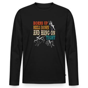 Bull Rider Rodeo Western Cowboy Bull Riding - Men's Premium Organic Long Sleeve Shirt - black - Front - Nico (187cm)