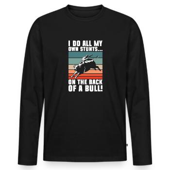 Bull Rider Rodeo Western Cowboy Bull Riding - Men's Premium Organic Long Sleeve Shirt - black - Front - Nico (187cm)
