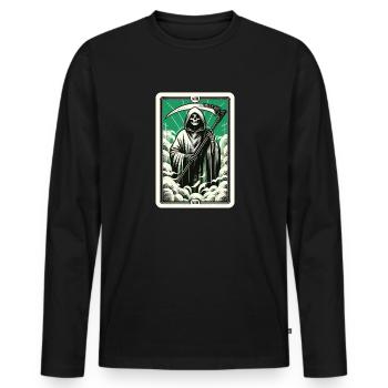 Tarotkarte Tod XIII, Tarot Karte Sensenmann - Männer Premium Bio Langarmshirt - Schwarz - Vorne - Nico (187cm)