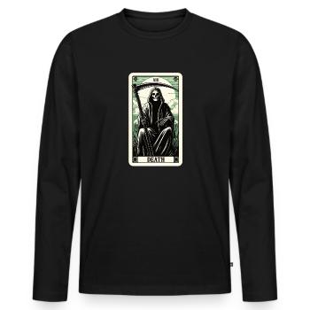 Tarotkarte Tod XIII, Tarot Karte Sensenmann - Männer Premium Bio Langarmshirt - Schwarz - Vorne - Nico (187cm)