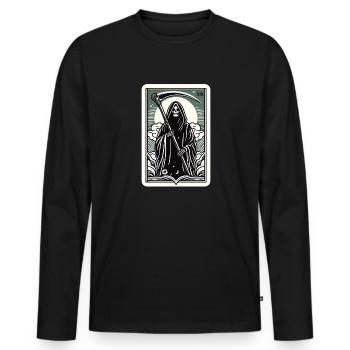 Tarot Card Death XIII, Tarot Card Grim Reaper - Men's Premium Organic Long Sleeve Shirt - black - Front - Nico (187cm)