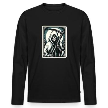 Tarotkarte Tod XIII, Tarot Karte Sensenmann - Männer Premium Bio Langarmshirt - Schwarz - Vorne - Nico (187cm)